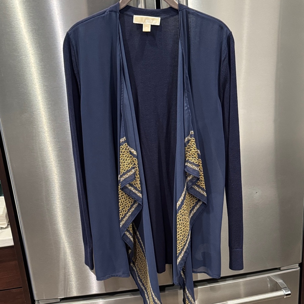 Michael Kors Navy Cardigan with Gold Details